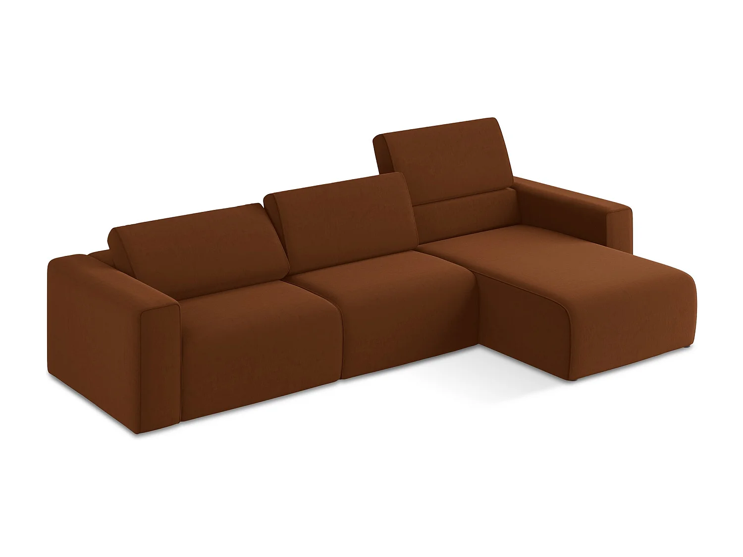 Modulares Ecks Sofa M rechts - Rechts - Samt - Terrakotta - KALEA