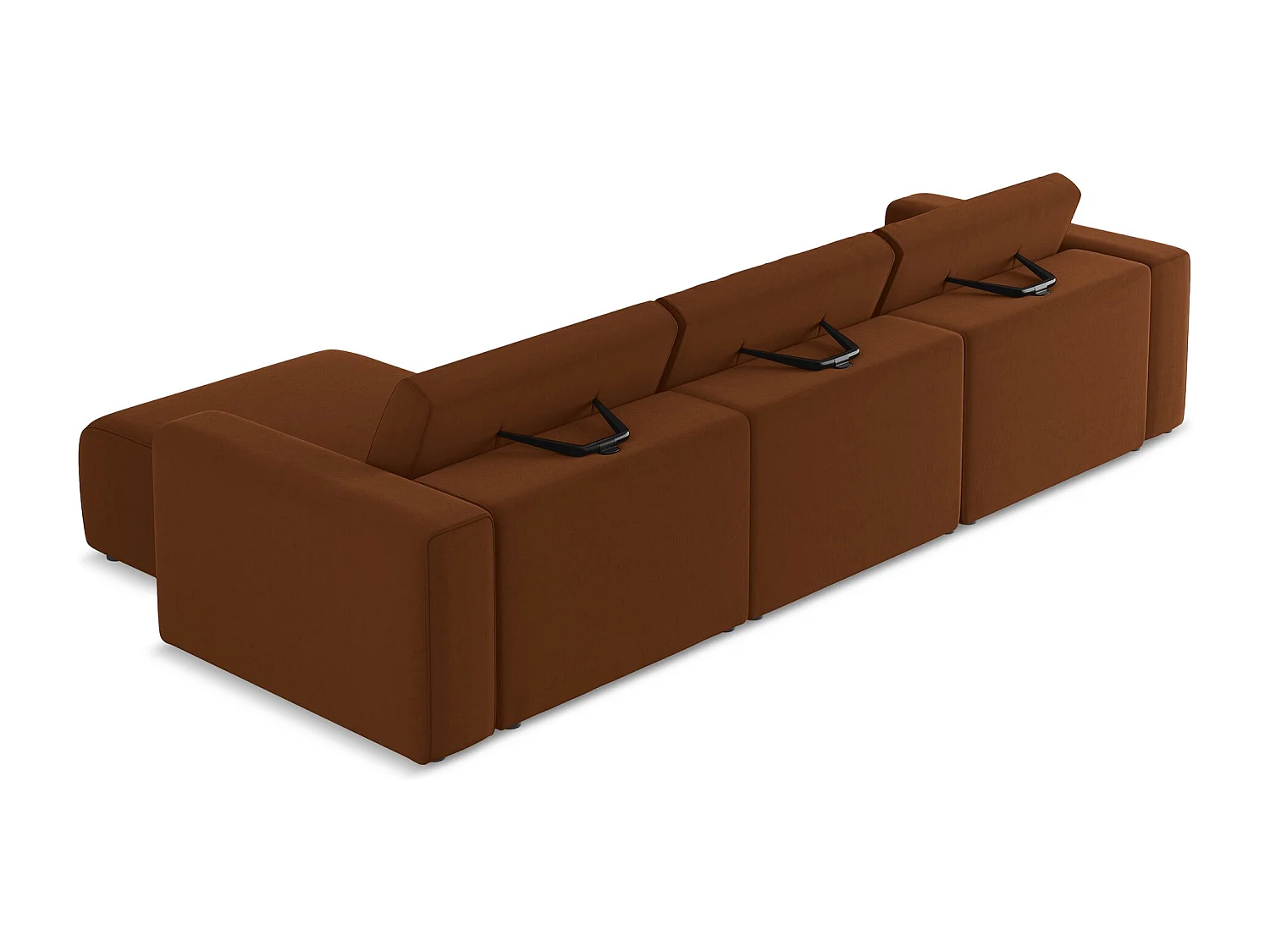Modulares Ecks Sofa M rechts - Rechts - Samt - Terrakotta - KALEA