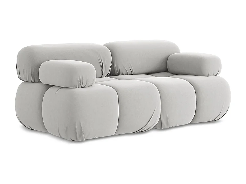 2-Sitzer Sofa - - Samt - Silber - LOKUA