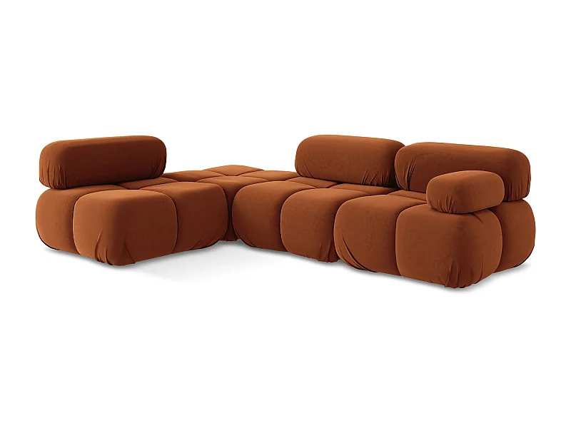 3-Sitzer Modulares Ecksofa - Ecke Links - Samt - Terrakotta - LOKUA