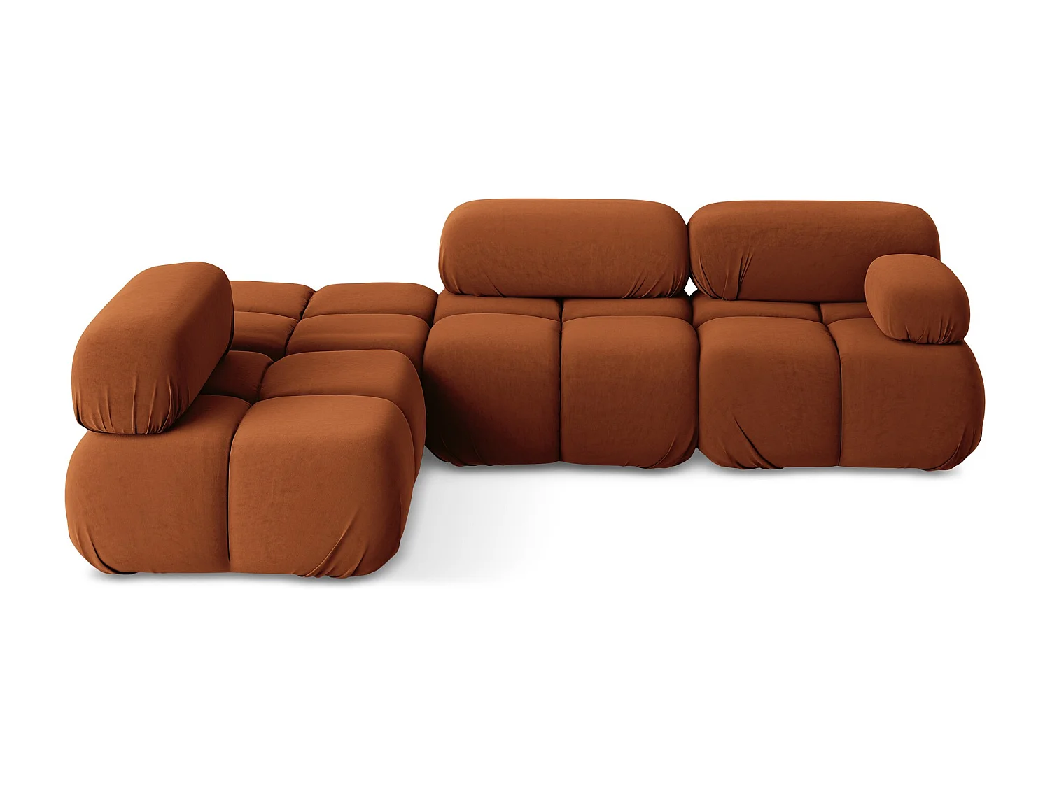 3-Sitzer Modulares Ecksofa - Ecke Links - Samt - Terrakotta - LOKUA