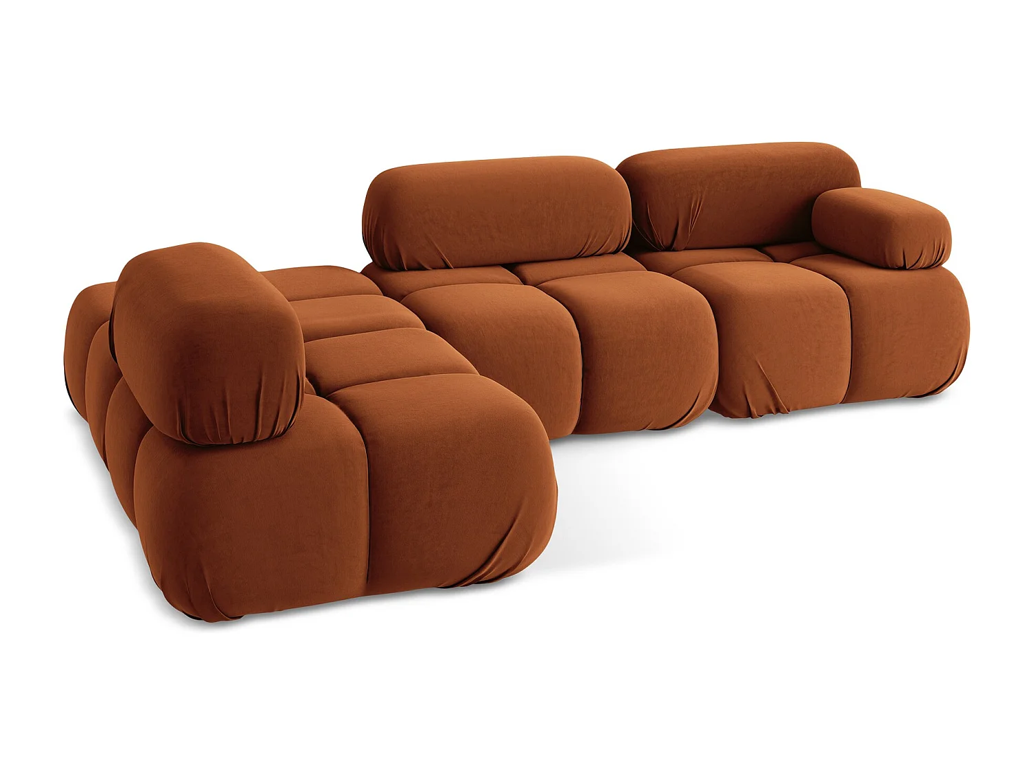 3-Sitzer Modulares Ecksofa - Ecke Links - Samt - Terrakotta - LOKUA