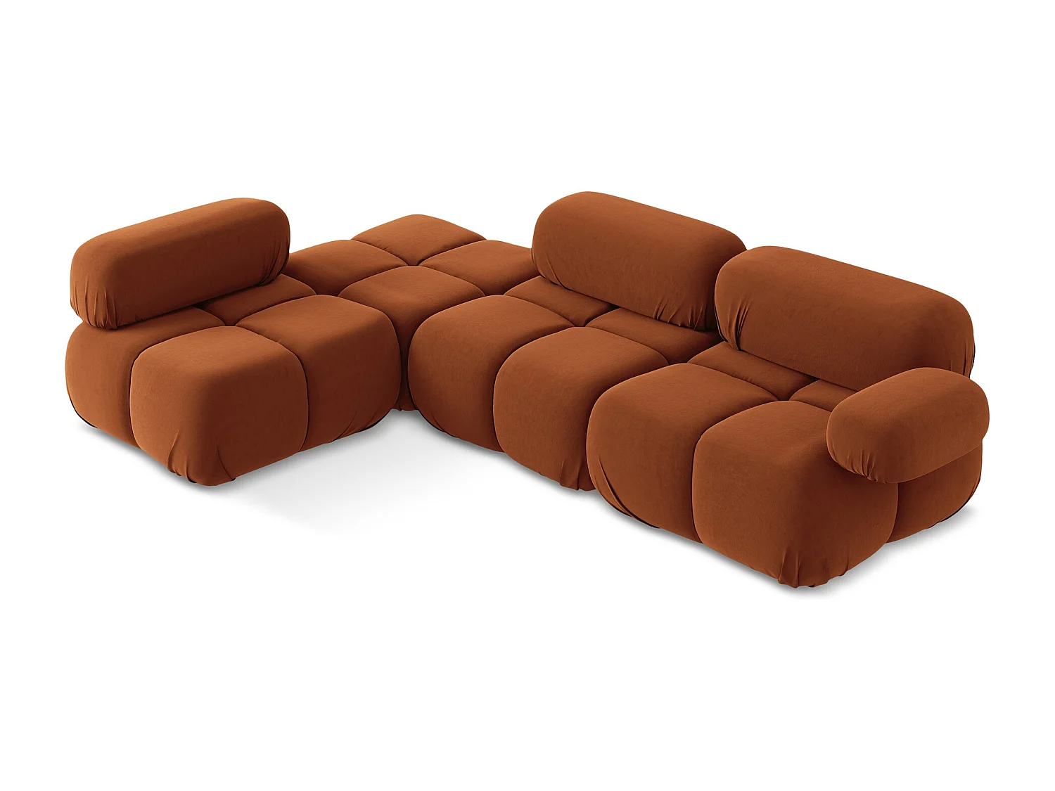 3-Sitzer Modulares Ecksofa - Ecke Links - Samt - Terrakotta - LOKUA