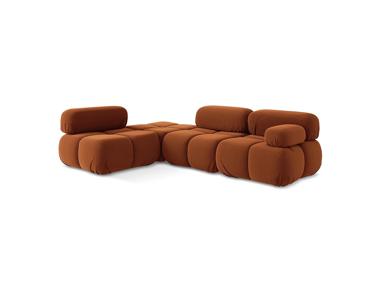3-Sitzer Modulares Ecksofa - Ecke Links - Samt - Terrakotta - SANREMO