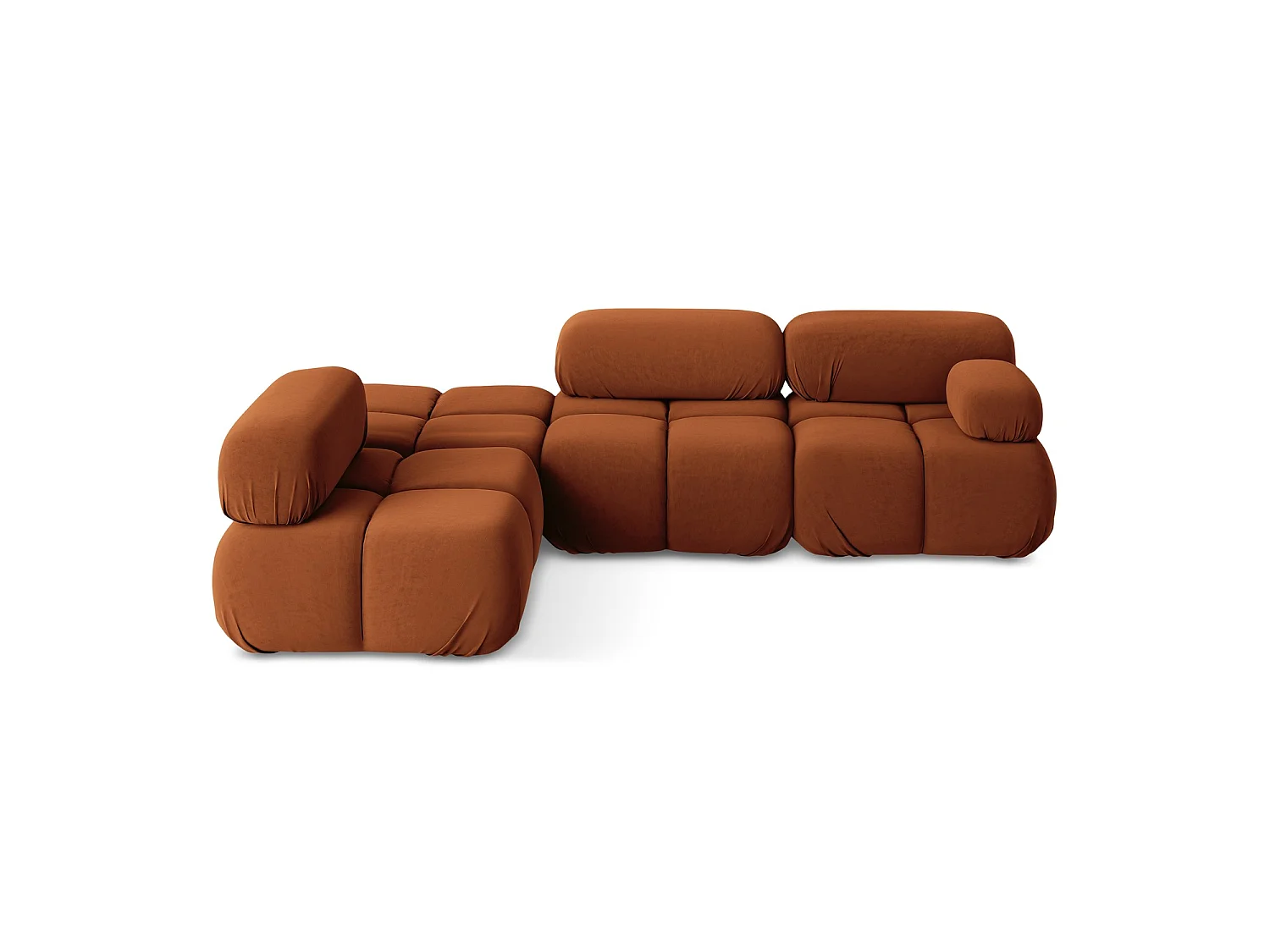 3-Sitzer Modulares Ecksofa - Ecke Links - Samt - Terrakotta - SANREMO