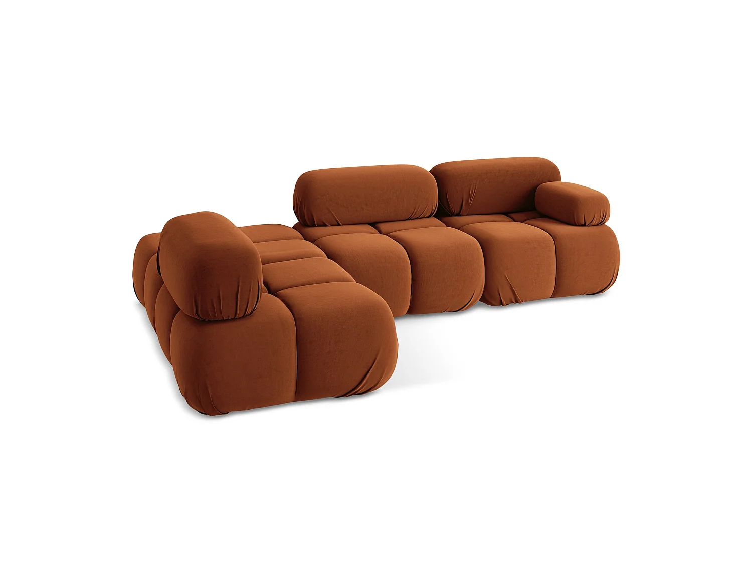 3-Sitzer Modulares Ecksofa - Ecke Links - Samt - Terrakotta - SANREMO