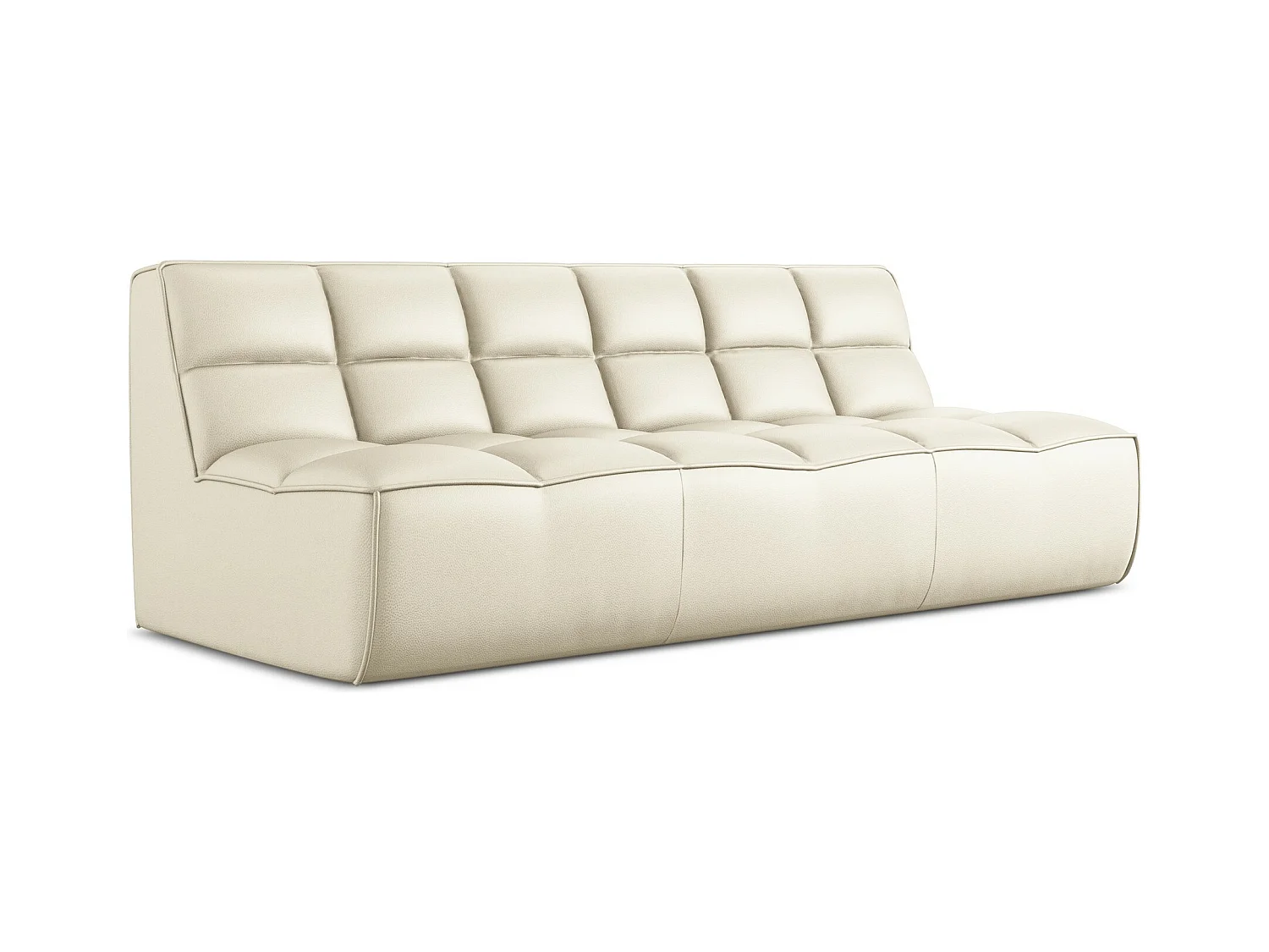 Modulares 3-Sitzer Sofa - - Kunstleder - Hell beige - KALAI