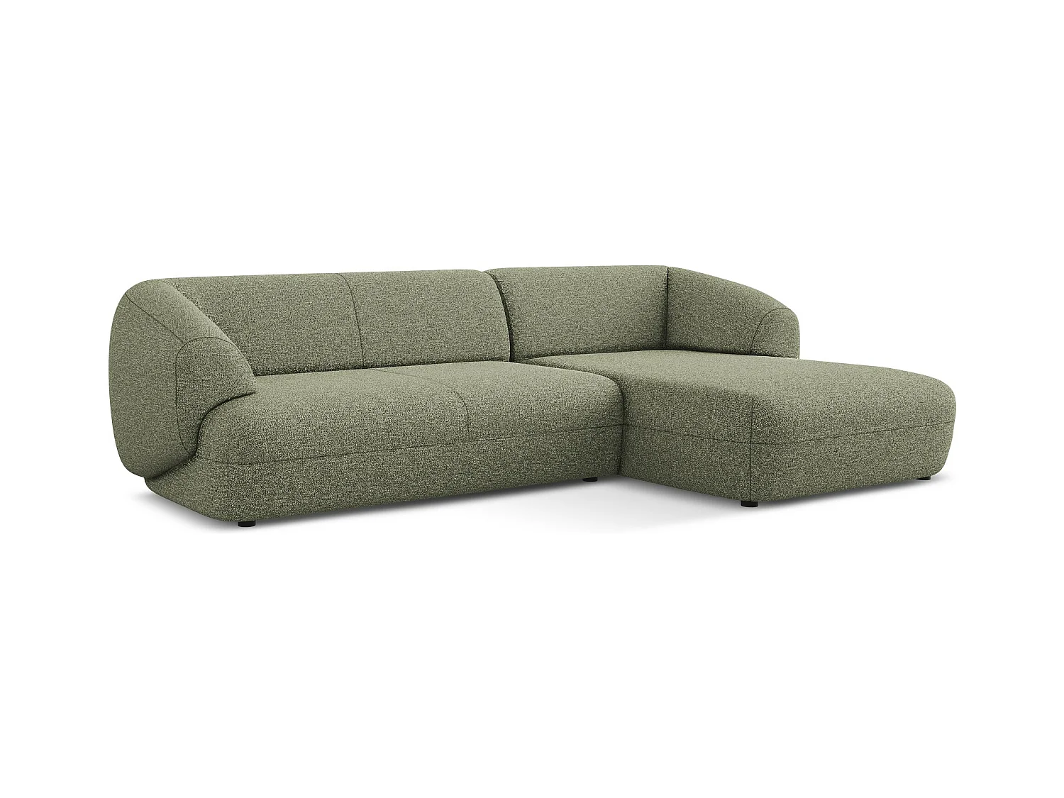 Canapé d'angle 3 places modulaire droit en Strukturstoff - olive - MOANA
