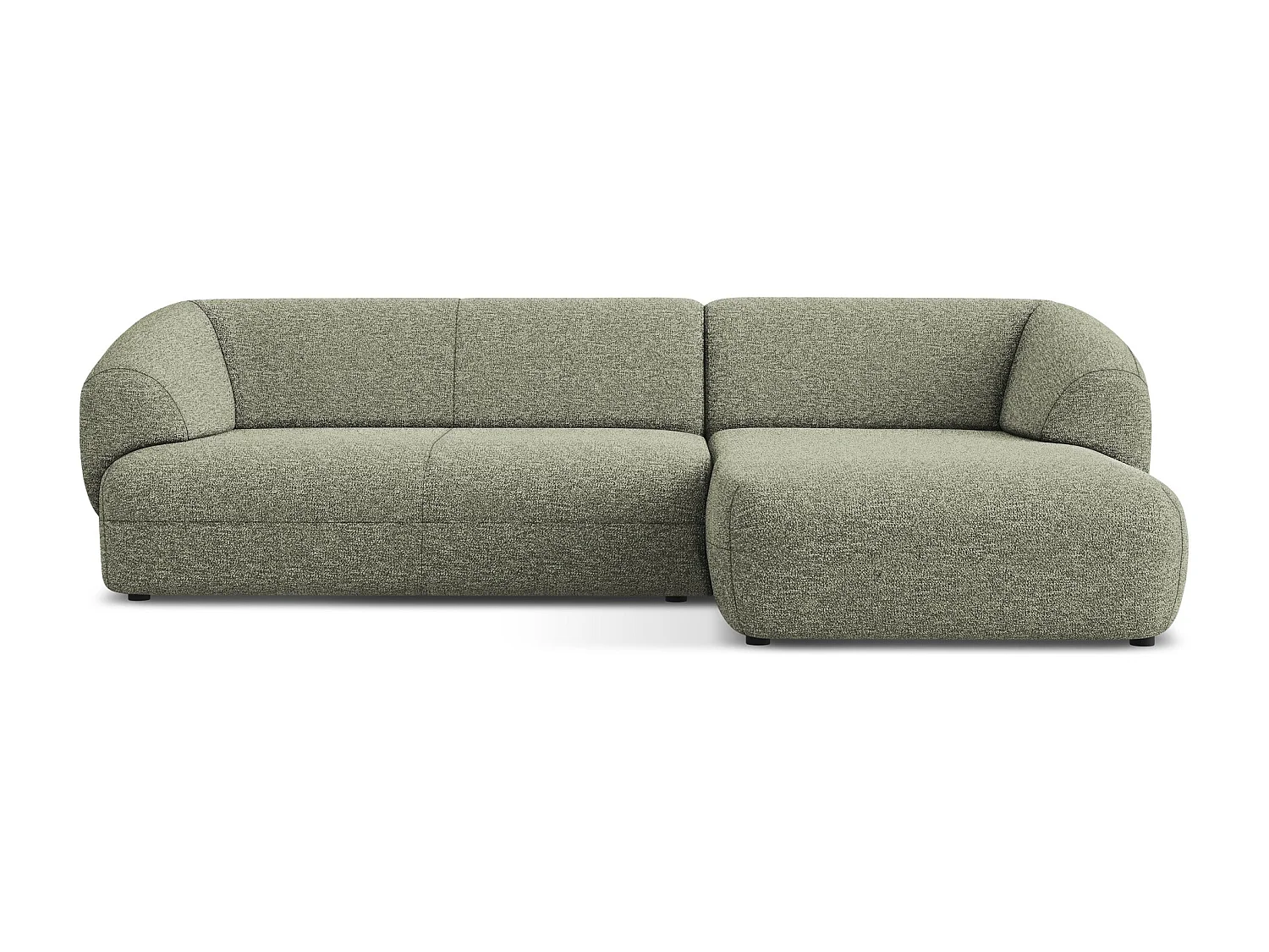 Modulares Ecksofa M rechts - Rechts - Strukturstoff - Olive - MOANA