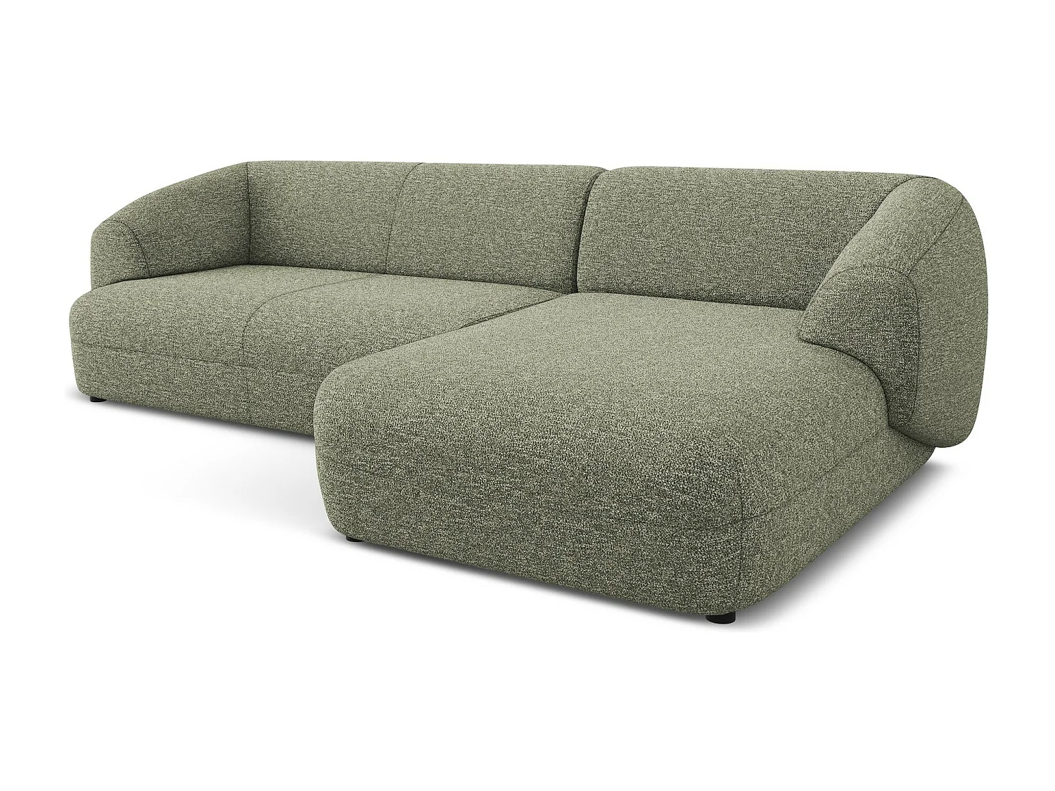 Modulares Ecksofa M rechts - Rechts - Strukturstoff - Olive - MOANA