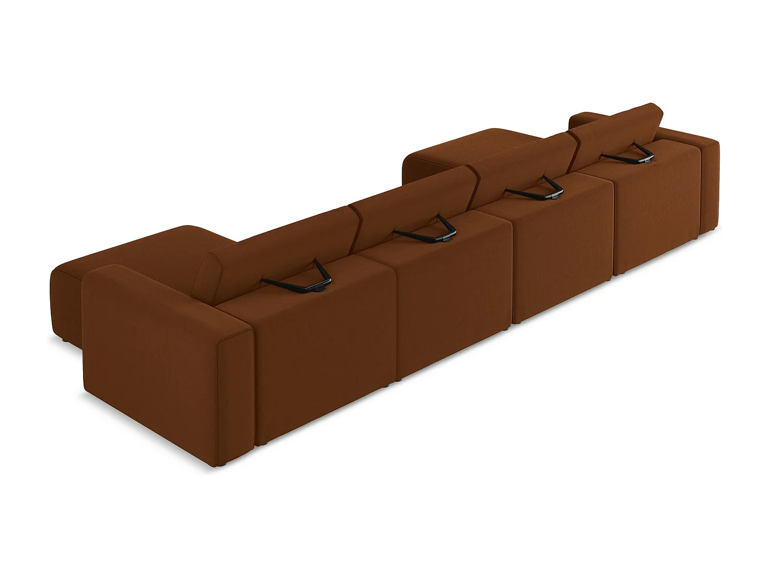 Modulaire panoramische bank van terracotta velours - KALEA