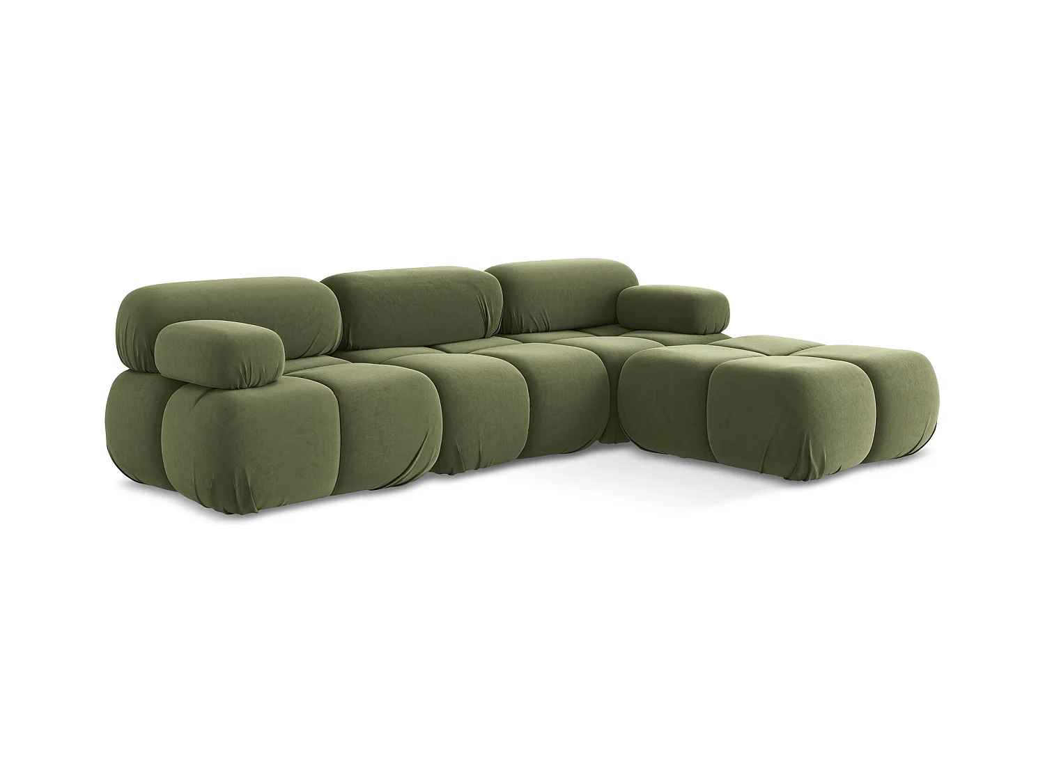Modulares Ecksofa Beidseitig - Reversibel - Samt - Olive - LOKUA
