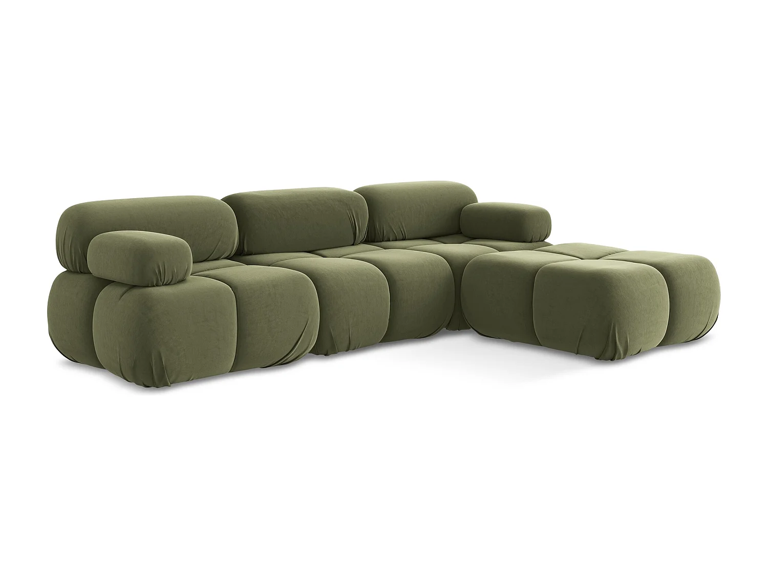 Modulares Ecksofa Beidseitig - Reversibel - Samt - Olive - LOKUA