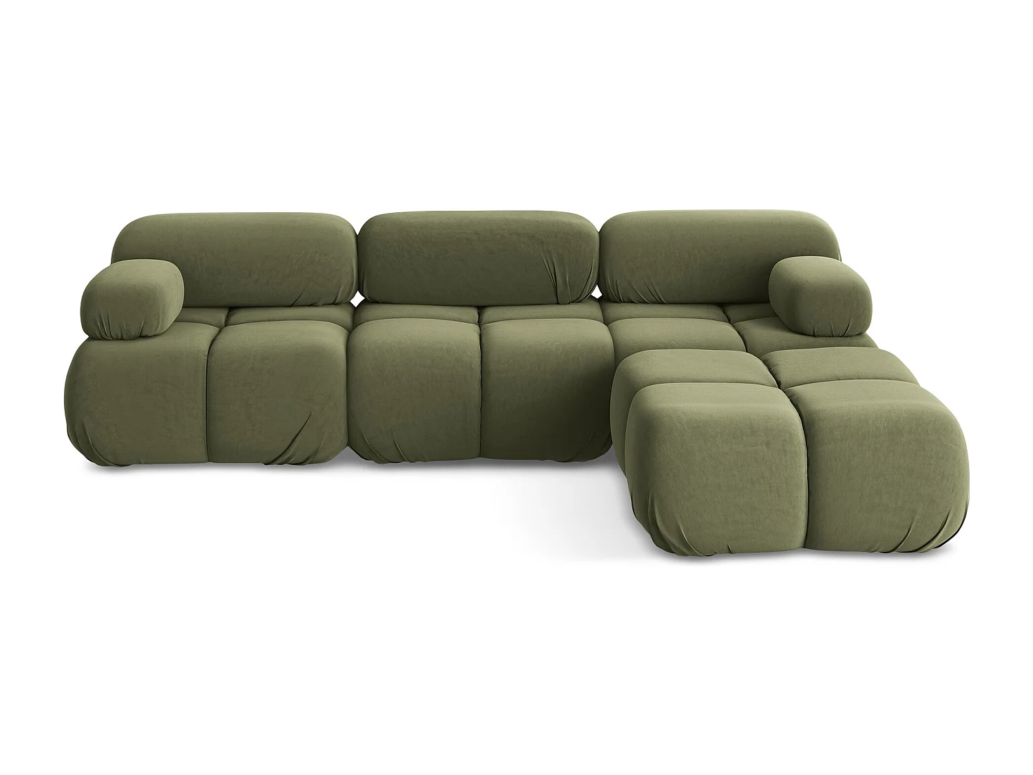 Modulares Ecksofa Beidseitig - Reversibel - Samt - Olive - LOKUA