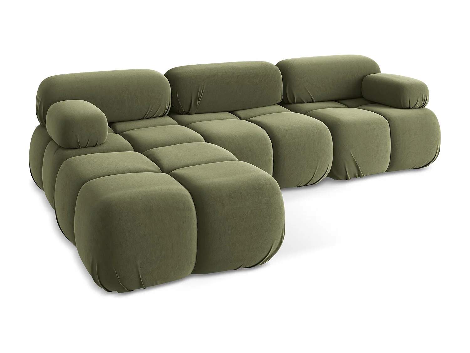 Modulares Ecksofa Beidseitig - Reversibel - Samt - Olive - LOKUA