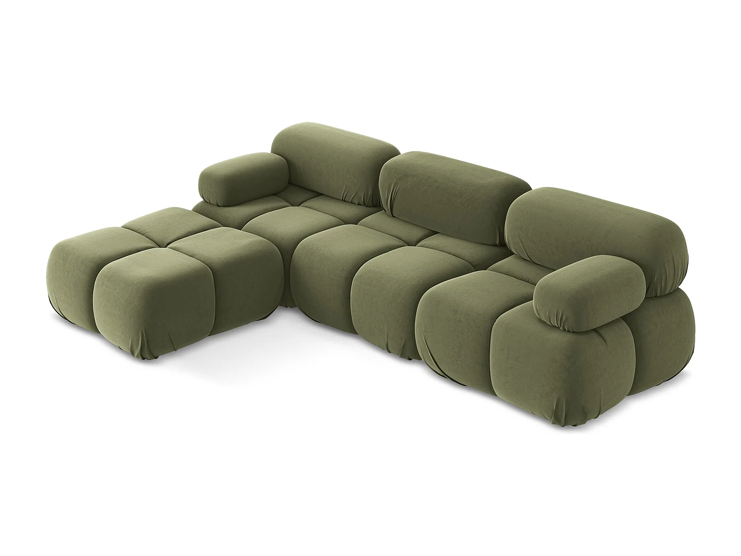 Modulares Ecksofa Beidseitig - Reversibel - Samt - Olive - LOKUA