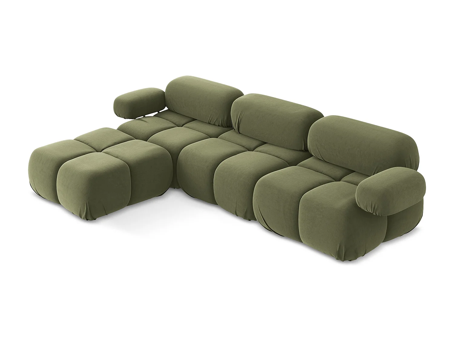 Modulares Ecksofa Beidseitig - Reversibel - Samt - Olive - LOKUA
