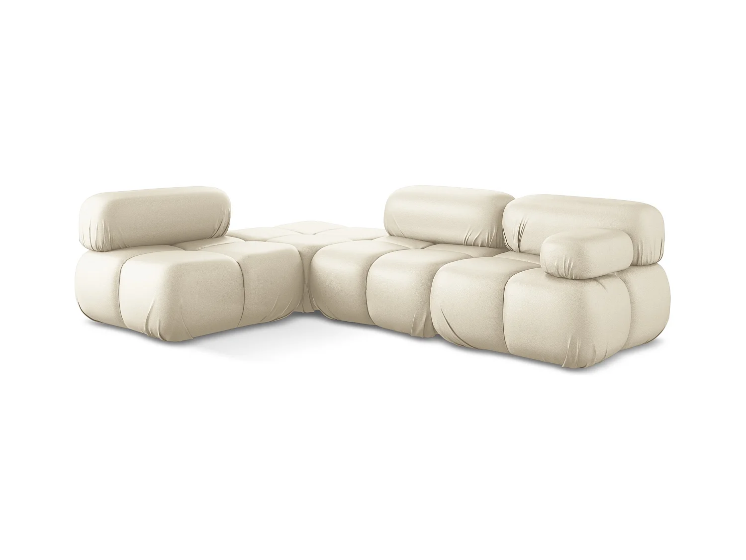 Canapé d'angle modulaire gauche en Cuir artificiel - beige clair - LOKUA