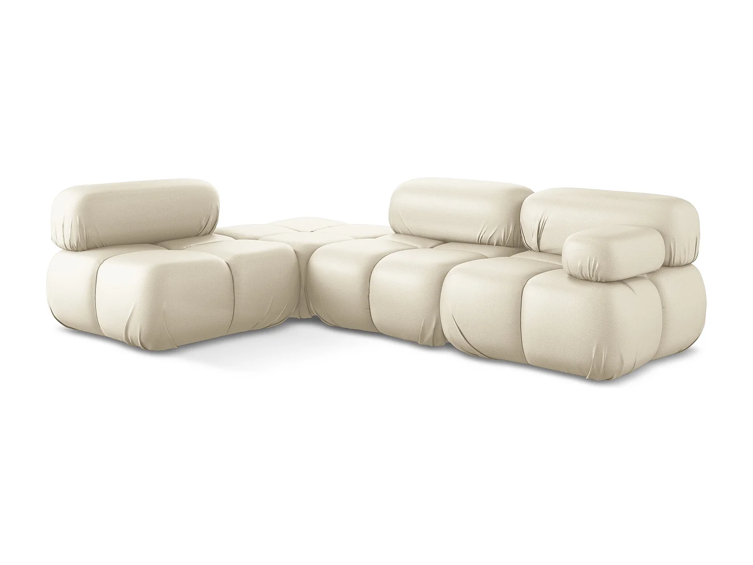 Sofá de canto modular esquerdo 3 lugares em couro sintético bege claro - LOKUA