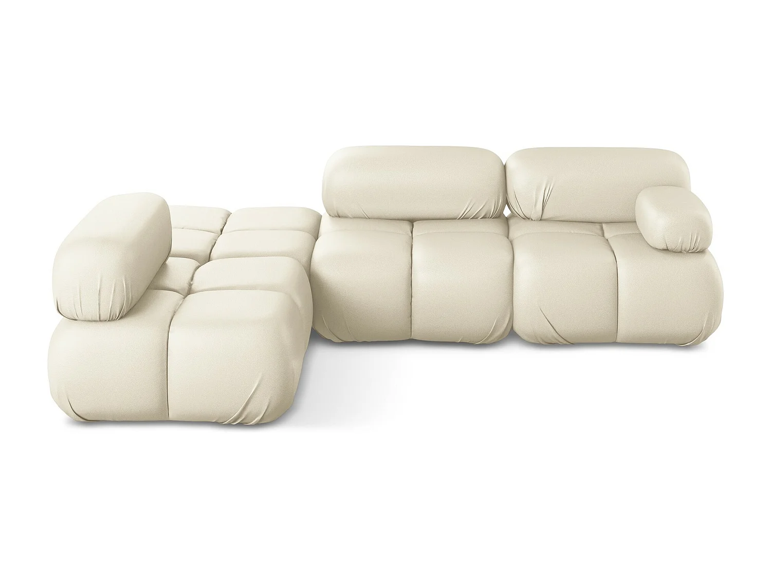 Sofá de canto modular esquerdo 3 lugares em couro sintético bege claro - LOKUA