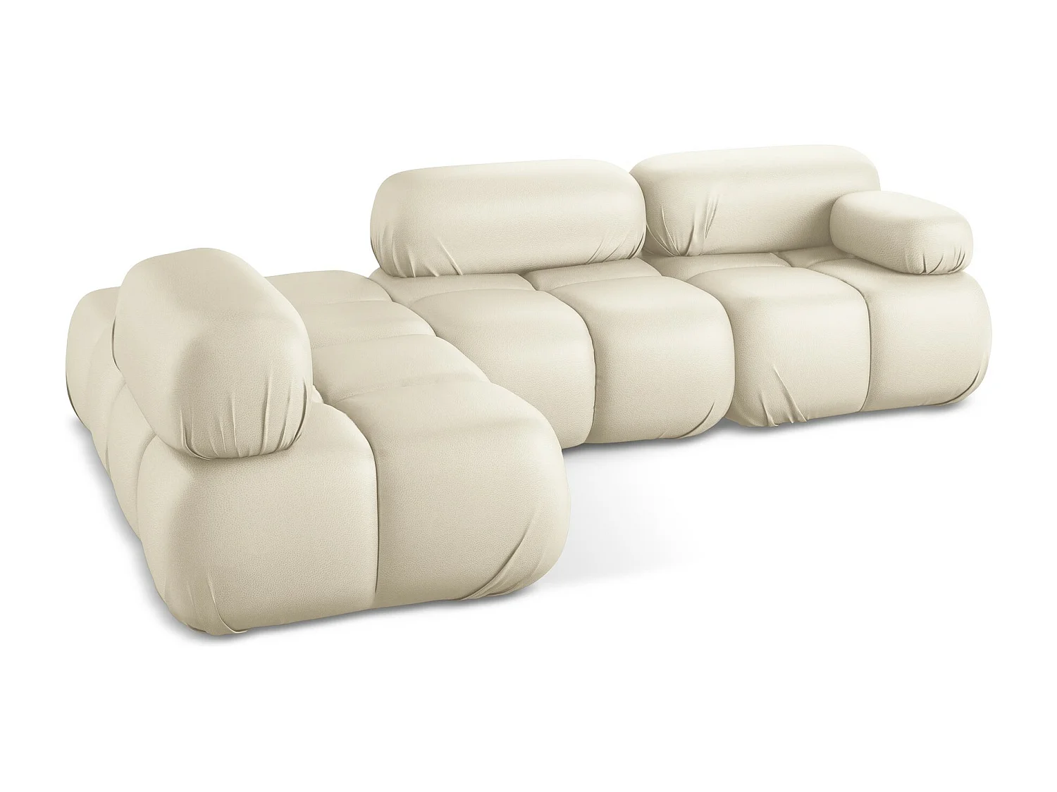 Sofá de canto modular esquerdo 3 lugares em couro sintético bege claro - LOKUA