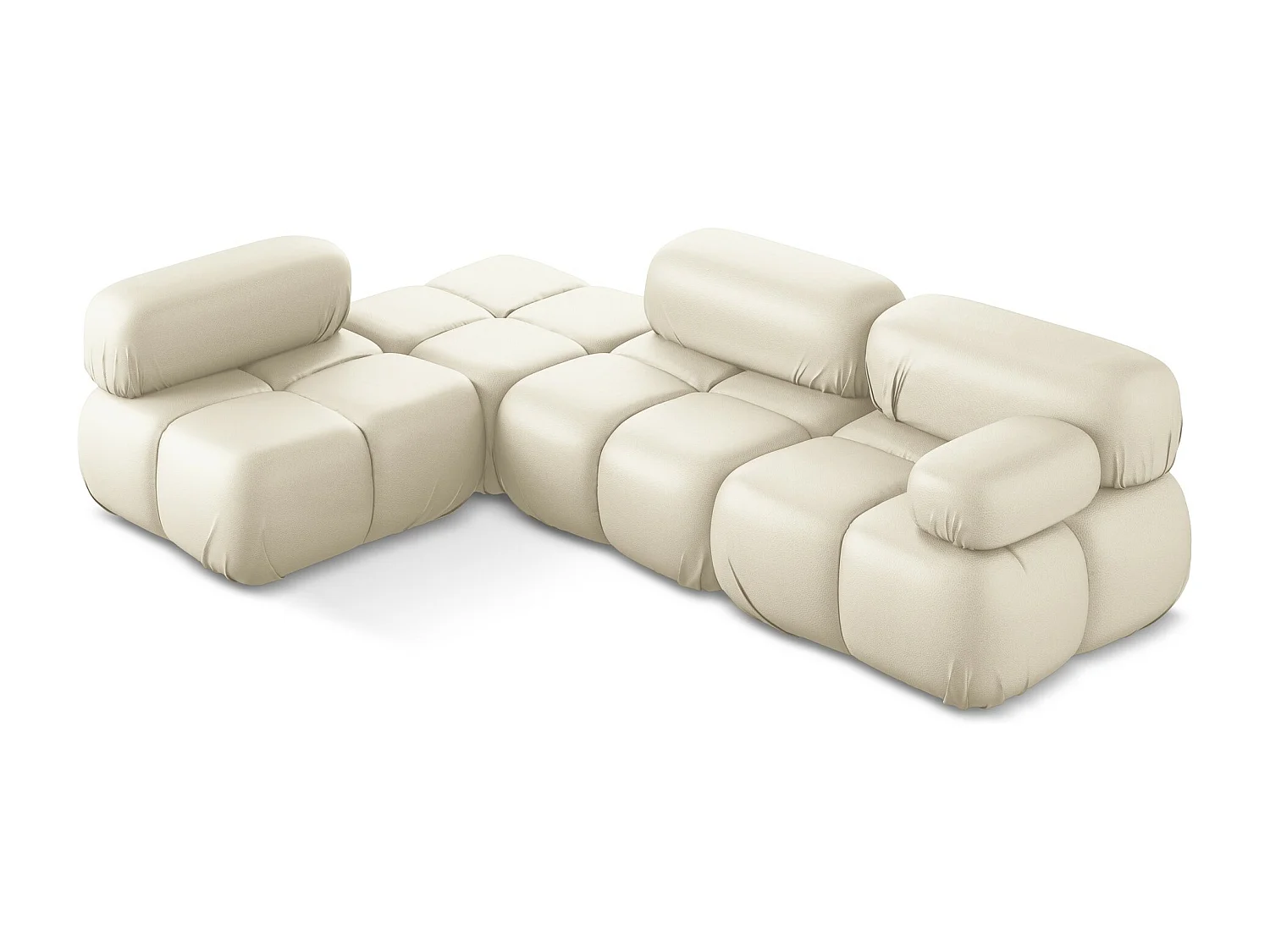 Sofá de canto modular esquerdo 3 lugares em couro sintético bege claro - LOKUA