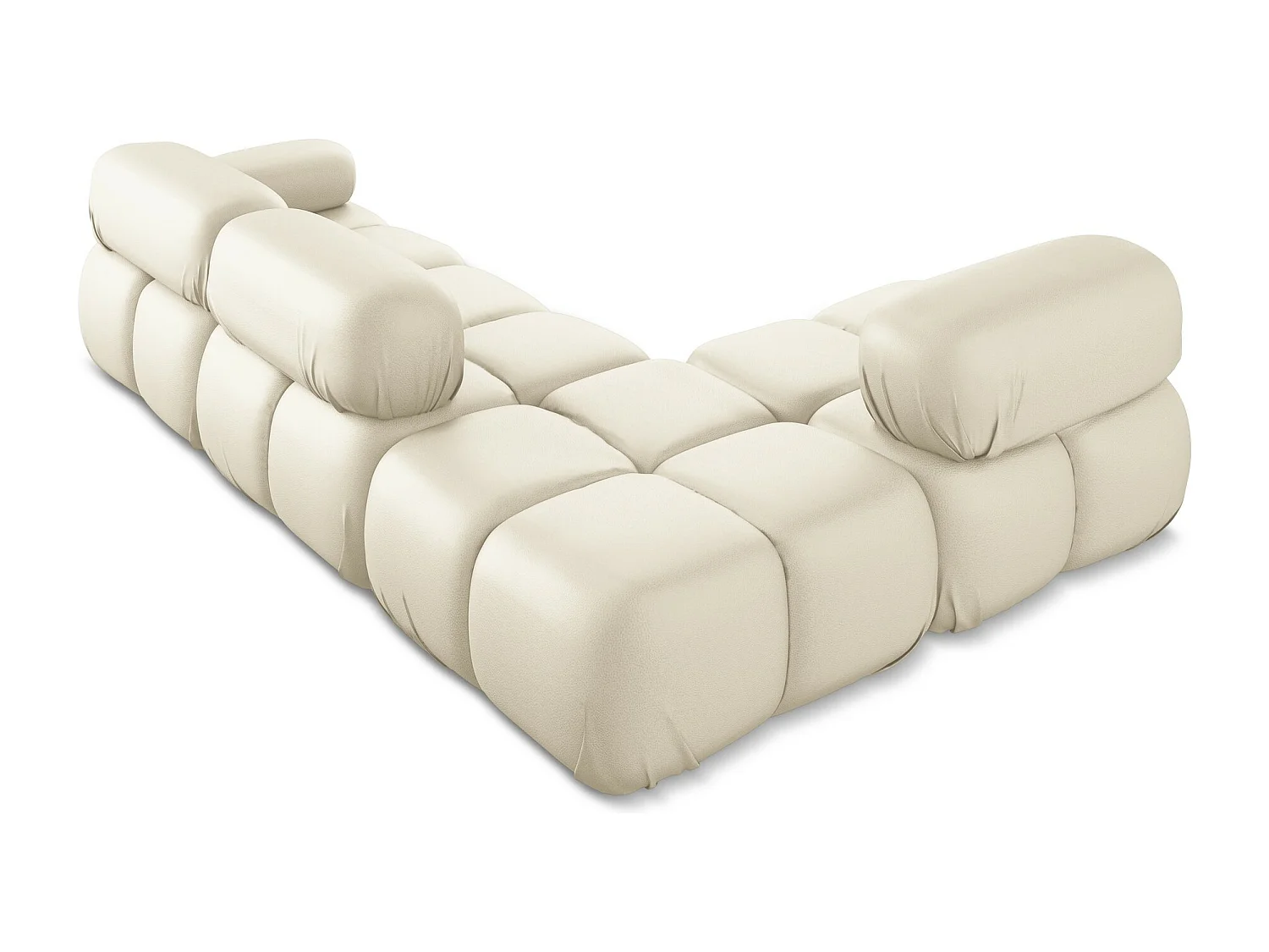 Sofá de canto modular esquerdo 3 lugares em couro sintético bege claro - LOKUA