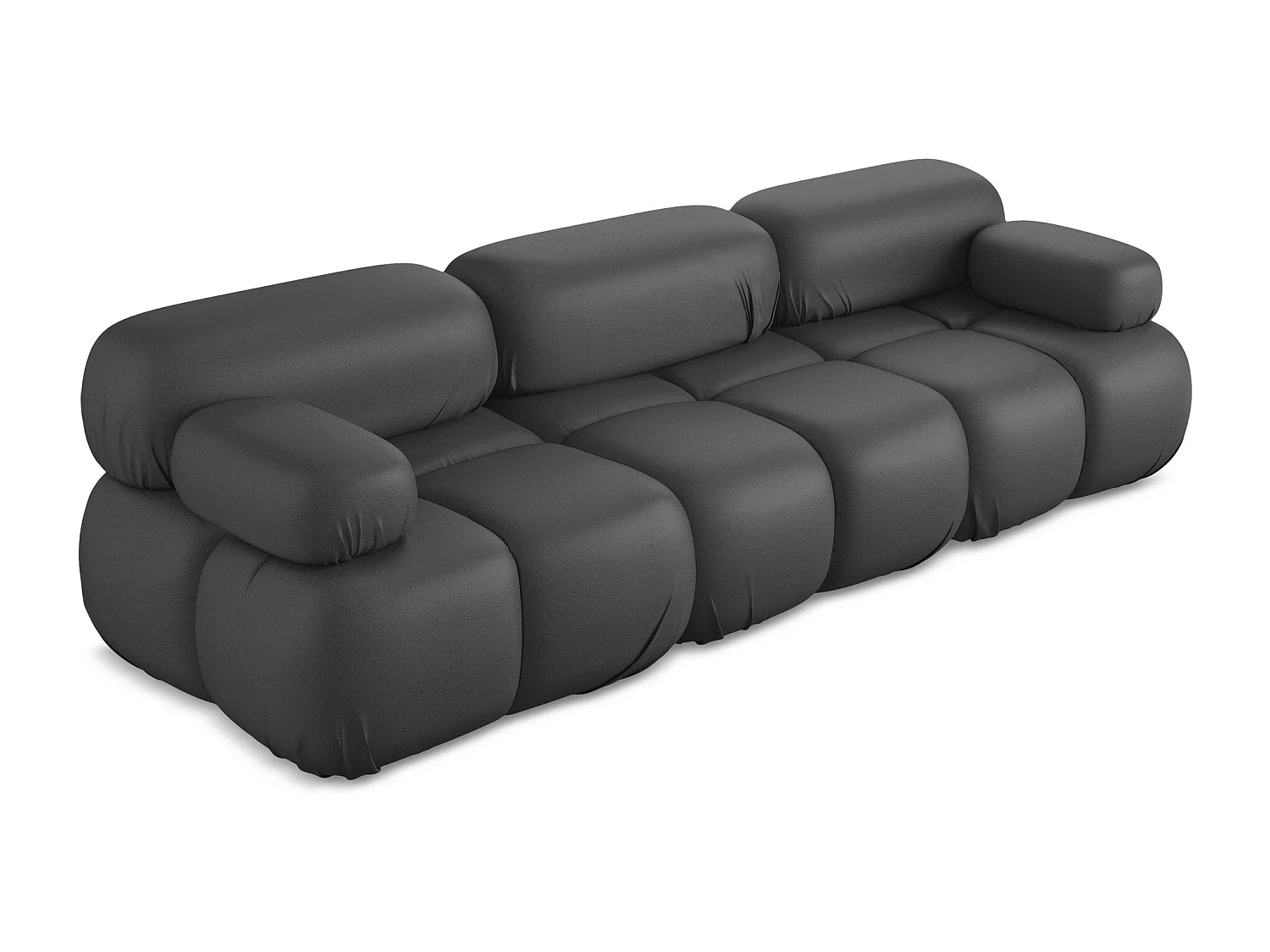 Canapé modulable 3 places en Cuir artificiel - gris - LOKUA