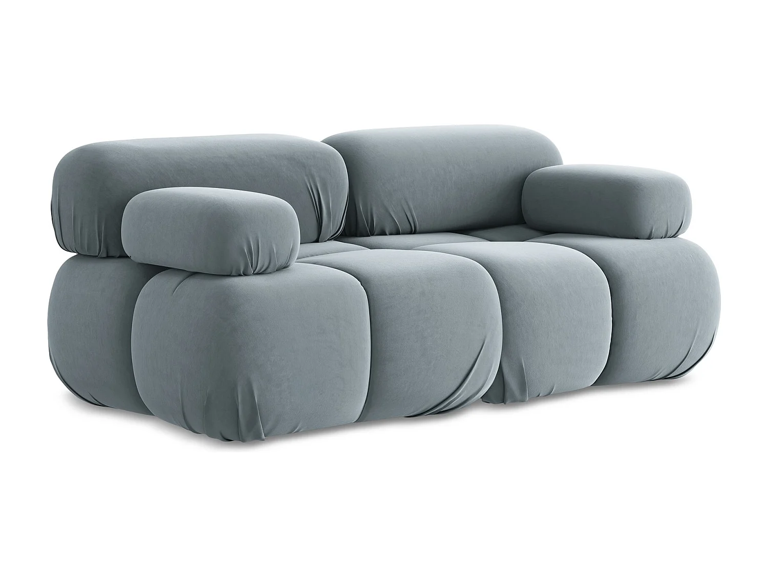 Modułowa sofa 2-osobowa - z tkaniny welwetowej - jasny niebieski - LOKUA