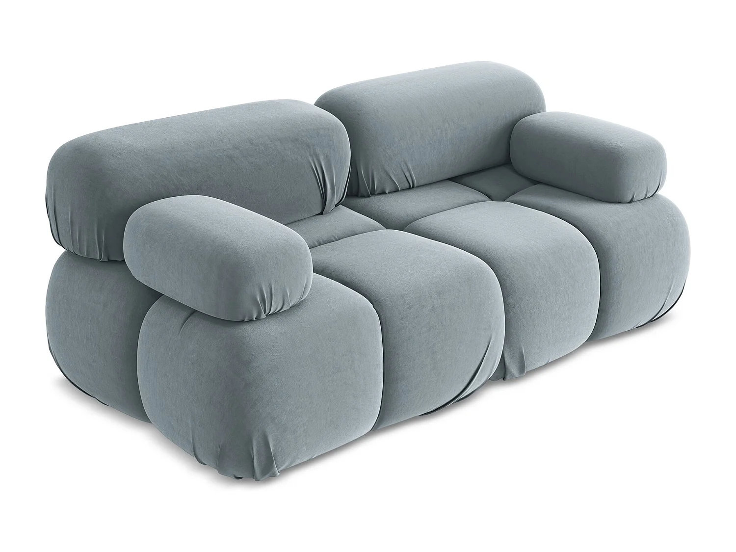 Modułowa sofa 2-osobowa - z tkaniny welwetowej - jasny niebieski - LOKUA