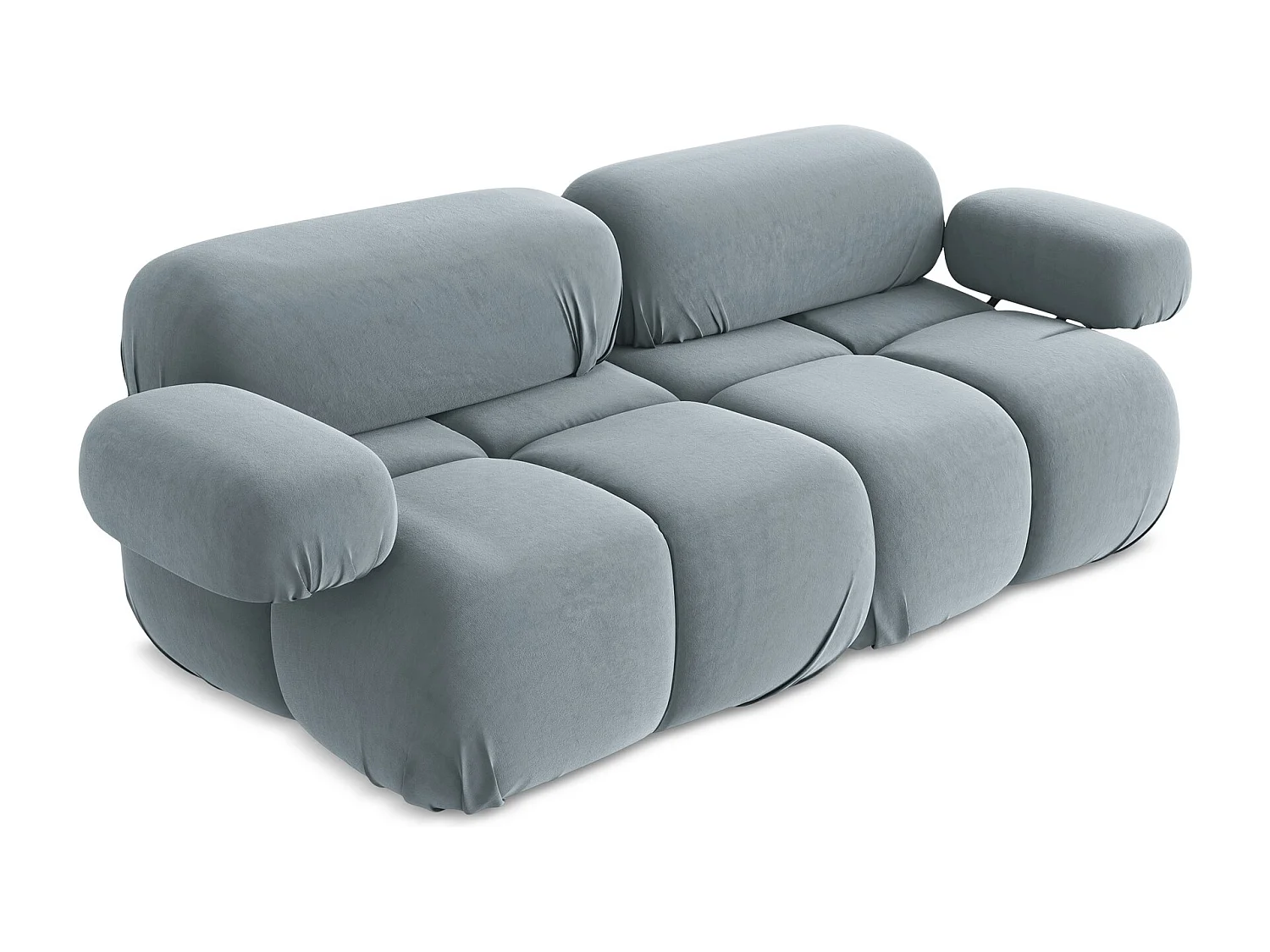 Modułowa sofa 2-osobowa - z tkaniny welwetowej - jasny niebieski - LOKUA