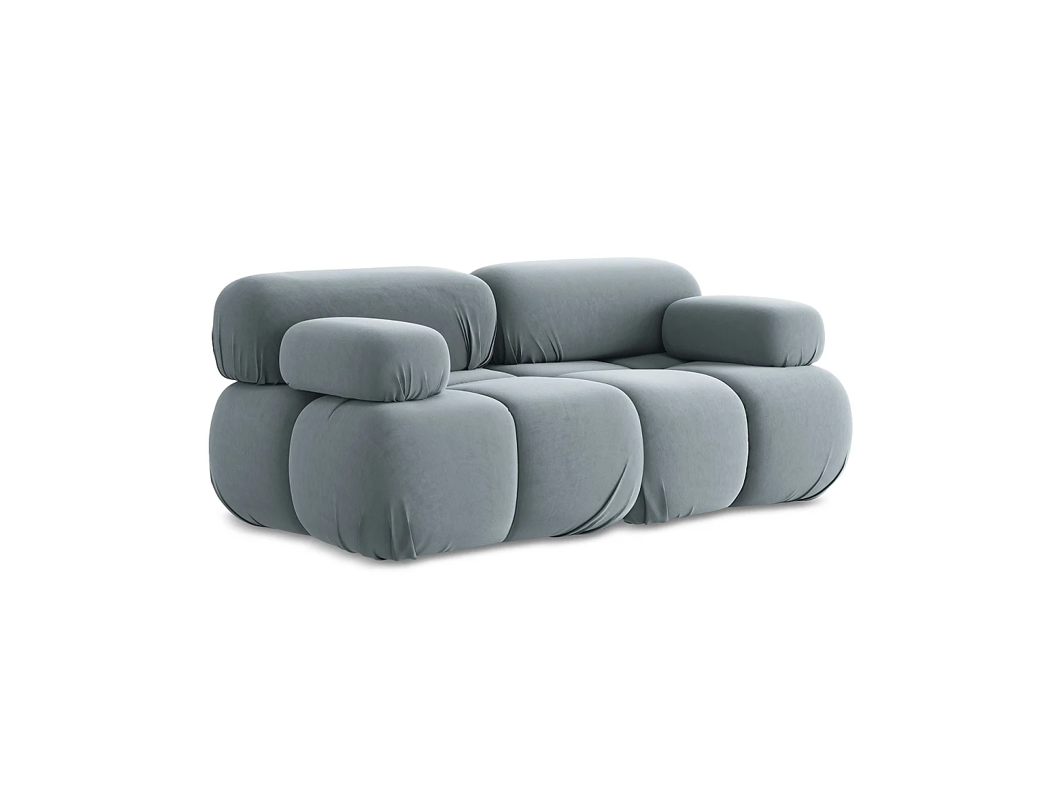 Modułowa sofa 2-osobowa - z tkaniny welwetowej - jasny niebieski - SANREMO