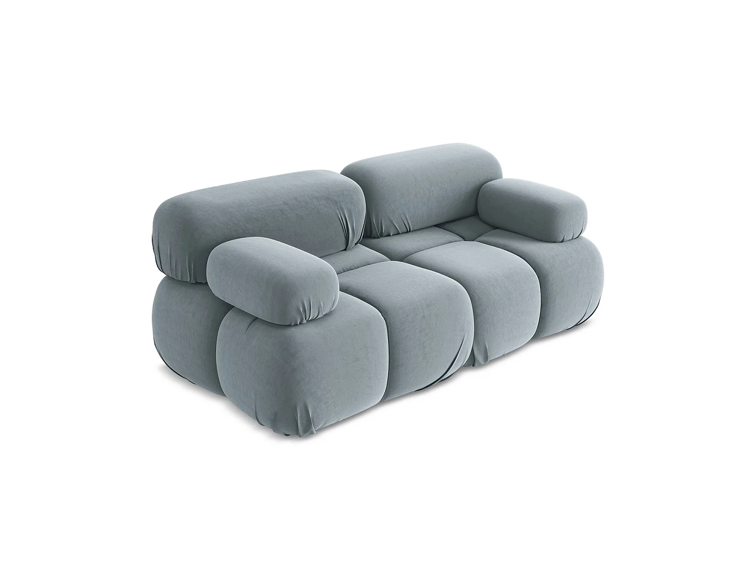 Modułowa sofa 2-osobowa - z tkaniny welwetowej - jasny niebieski - SANREMO