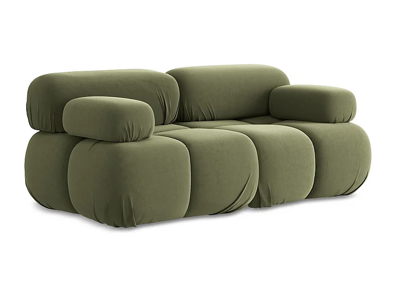 2-Sitzer Sofa - - Samt - Olive - LOKUA