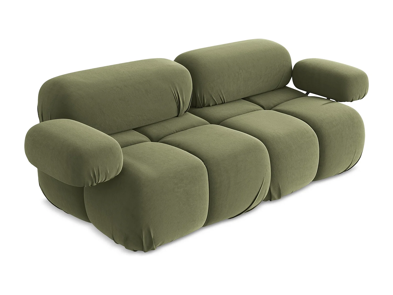 Tweezits modulaire bank van olijf velours - LOKUA