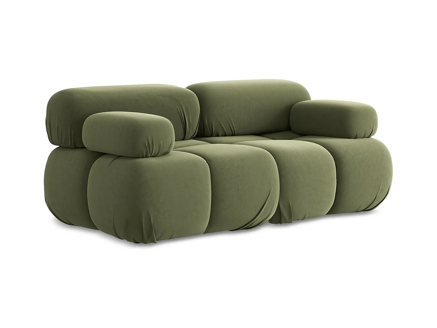 Canapé modulable 2 places en Samt - olive - LOKUA