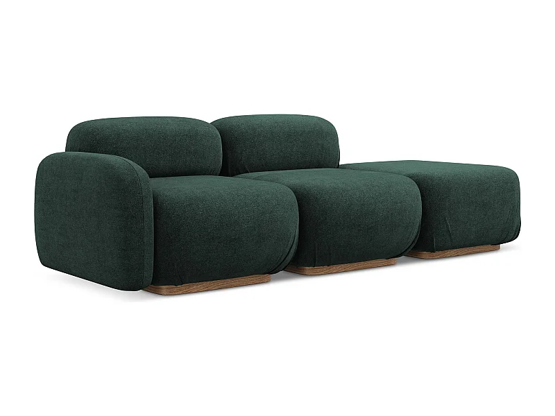 Modułowa sofa 3-osobowa prawa - z tkaniny bouclé - butelkowa zieleń - AILANI