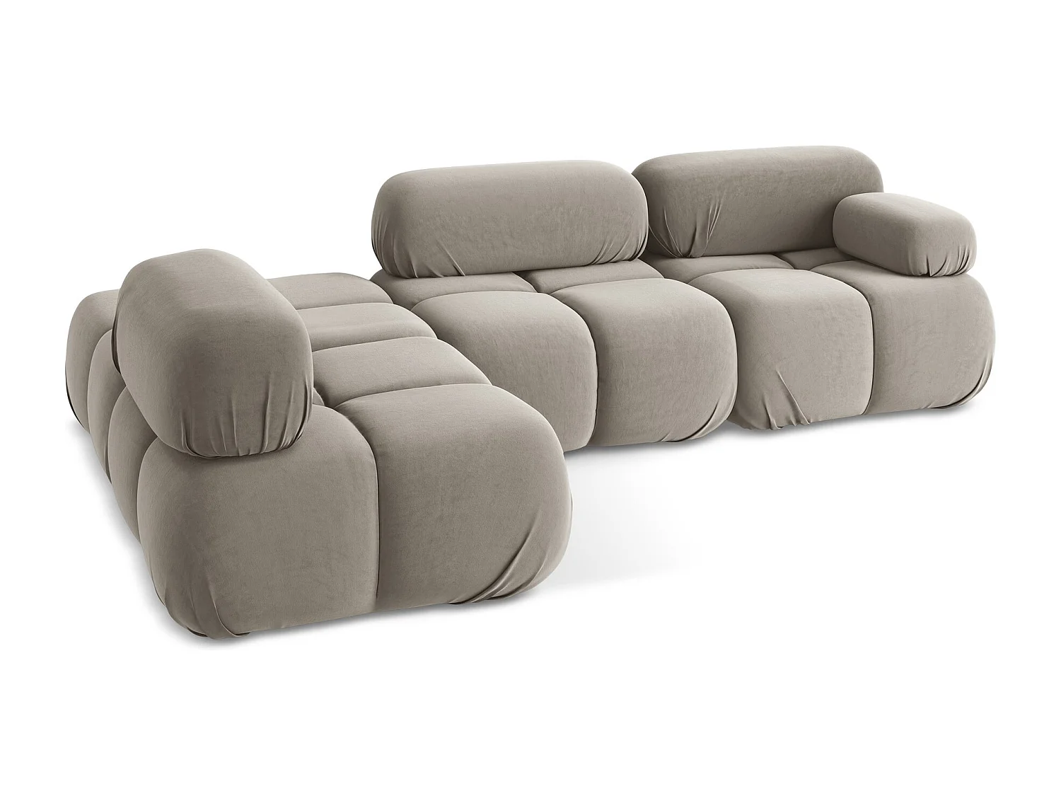 3-Sitzer Modulares Ecksofa - Ecke Links - Samt - Taupe - LOKUA