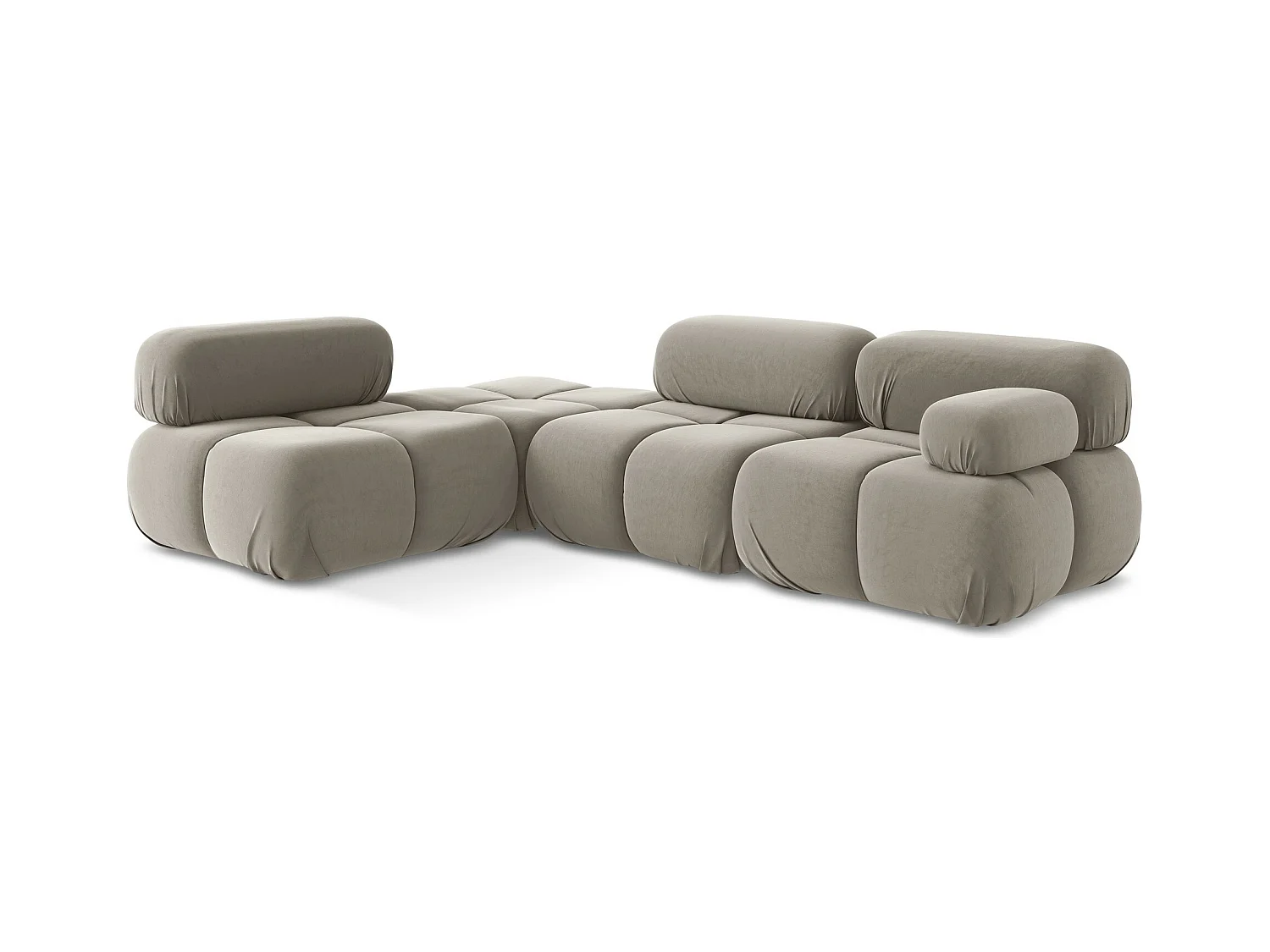 Canapé d'angle modulaire gauche en Samt - taupe - LOKUA