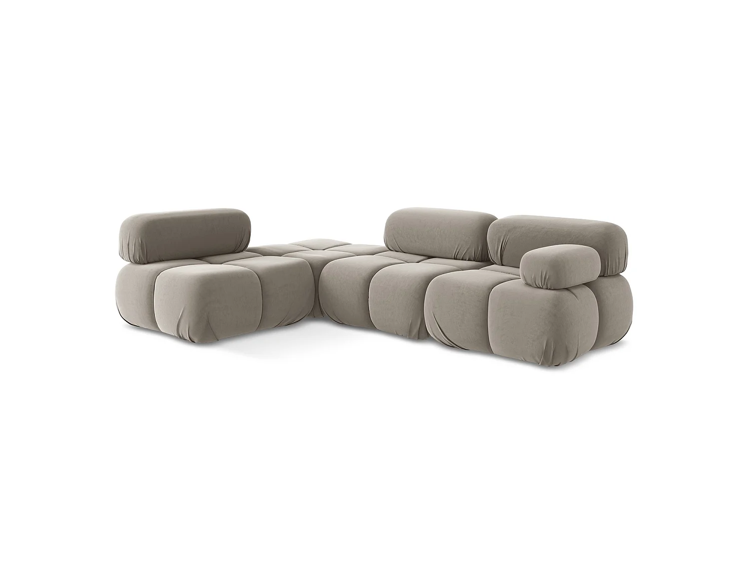 3-Sitzer Modulares Ecksofa - Ecke Links - Samt - Taupe - SANREMO