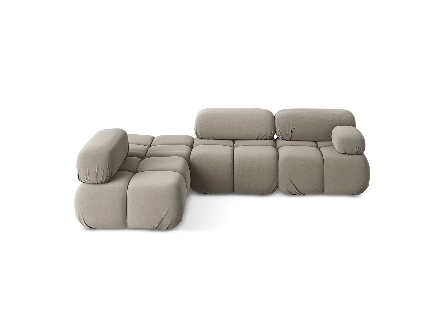 3-Sitzer Modulares Ecksofa - Ecke Links - Samt - Taupe - SANREMO