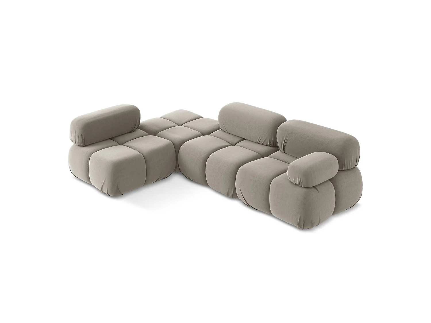 3-Sitzer Modulares Ecksofa - Ecke Links - Samt - Taupe - SANREMO
