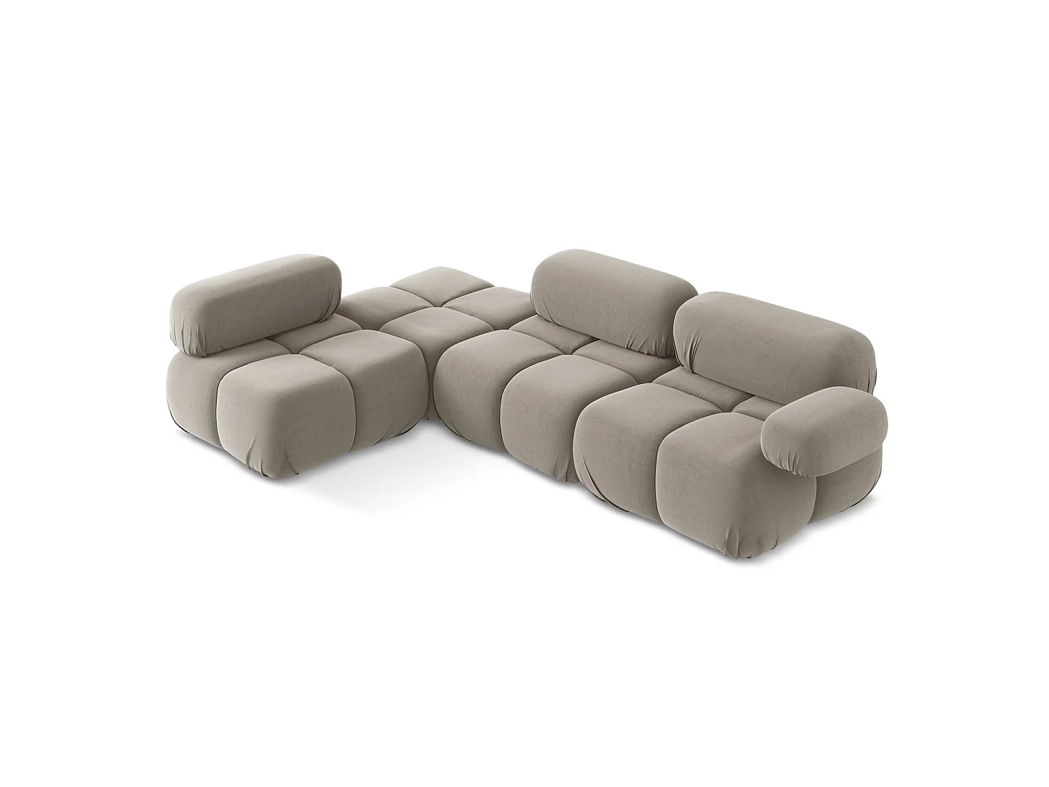 3-Sitzer Modulares Ecksofa - Ecke Links - Samt - Taupe - SANREMO