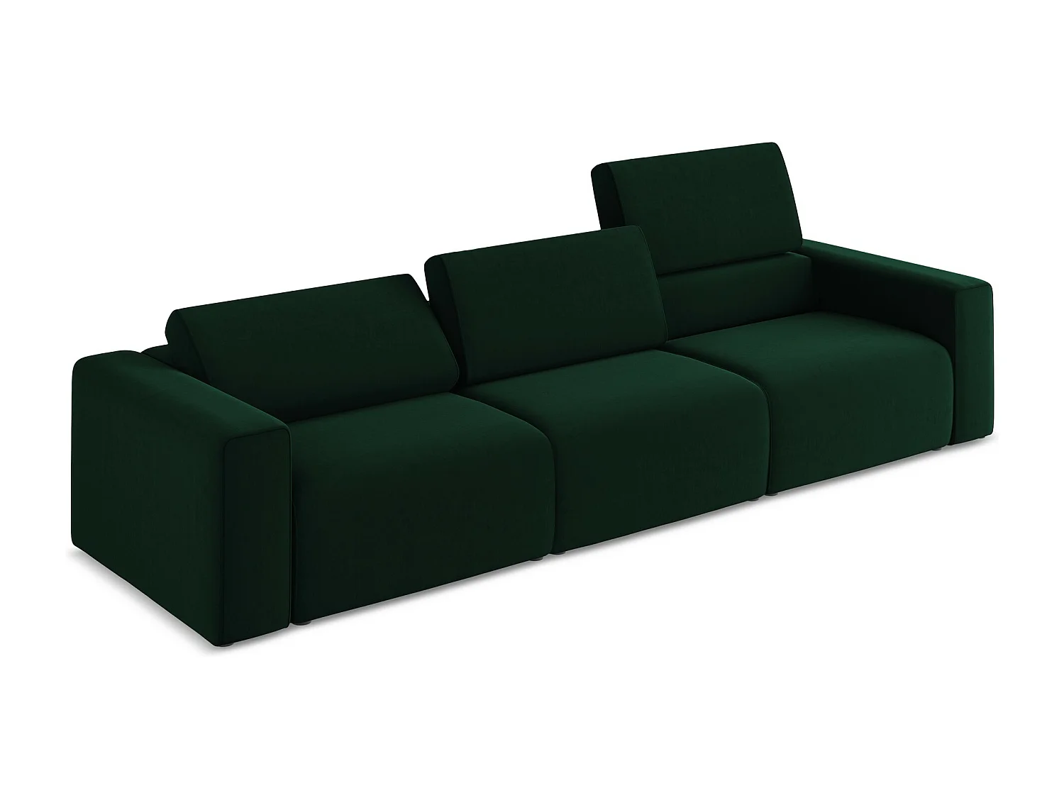 Modulares 4-Sitzer Sofa - - Samt - Flaschengrün - KALEA
