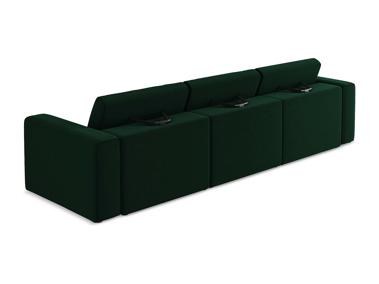 Modulares 4-Sitzer Sofa - - Samt - Flaschengrün - KALEA