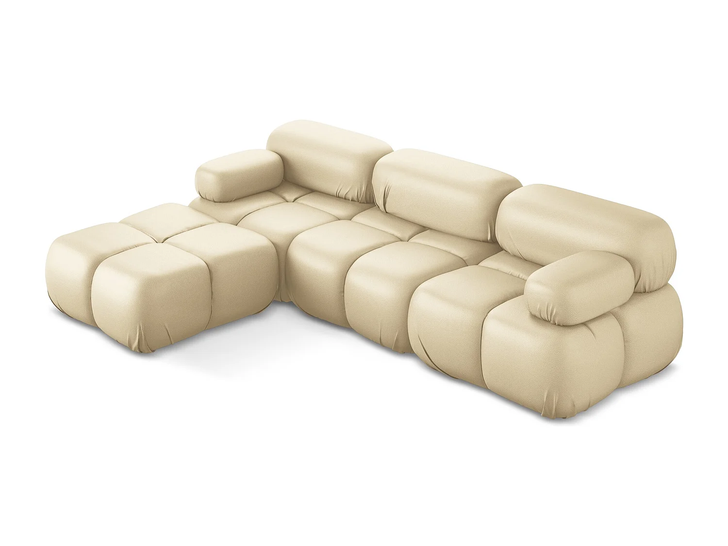 Sofá de canto modular reversível 3 lugares em couro sintético bege - LOKUA
