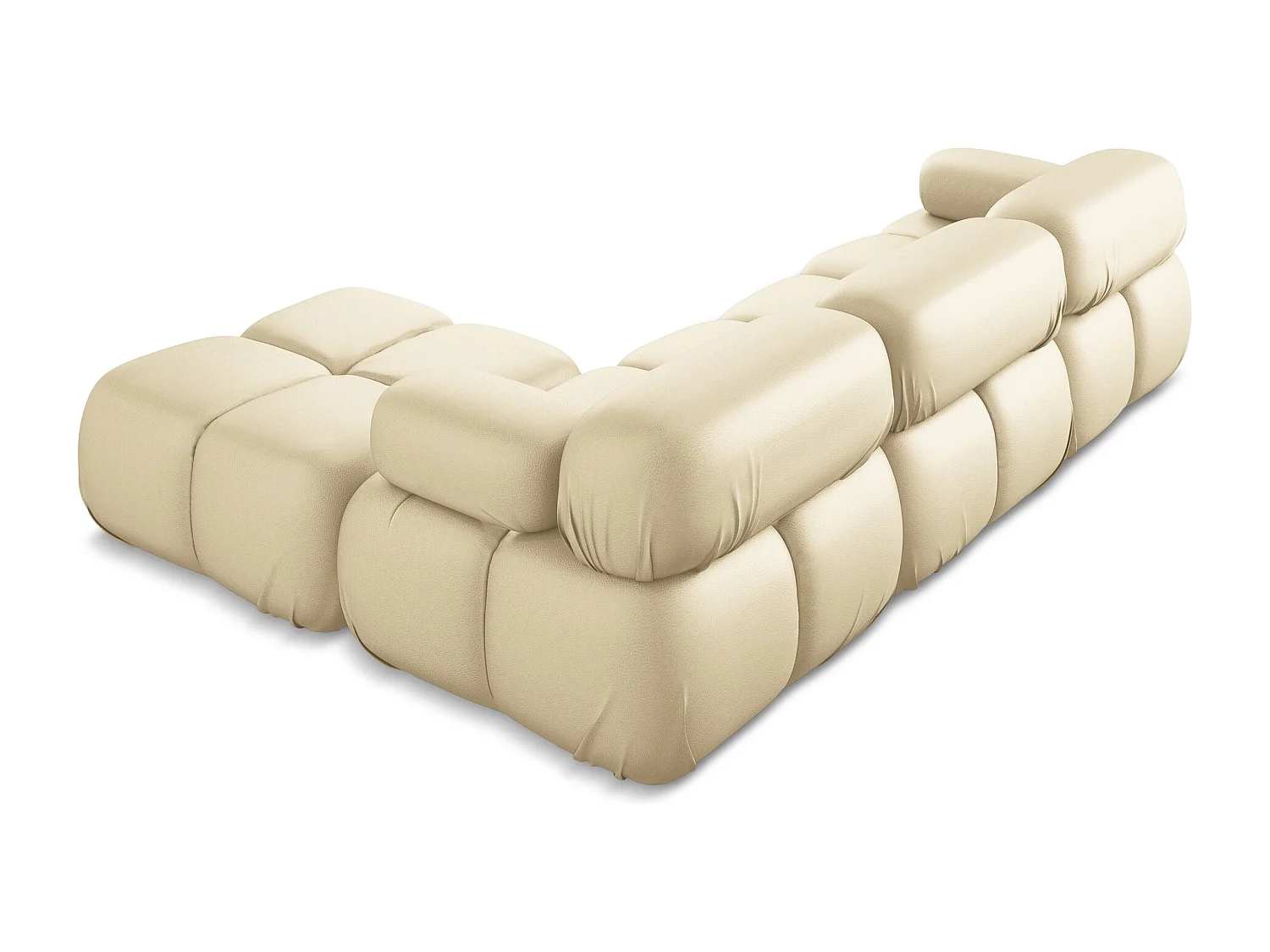 Sofá de canto modular reversível 3 lugares em couro sintético bege - LOKUA