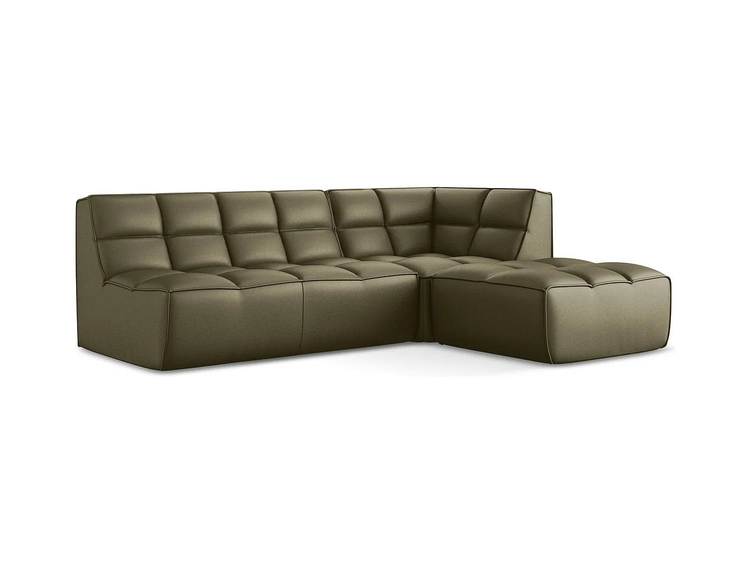 Canapé d'angle modulaire M reversible en Cuir artificiel - olive - KALAI