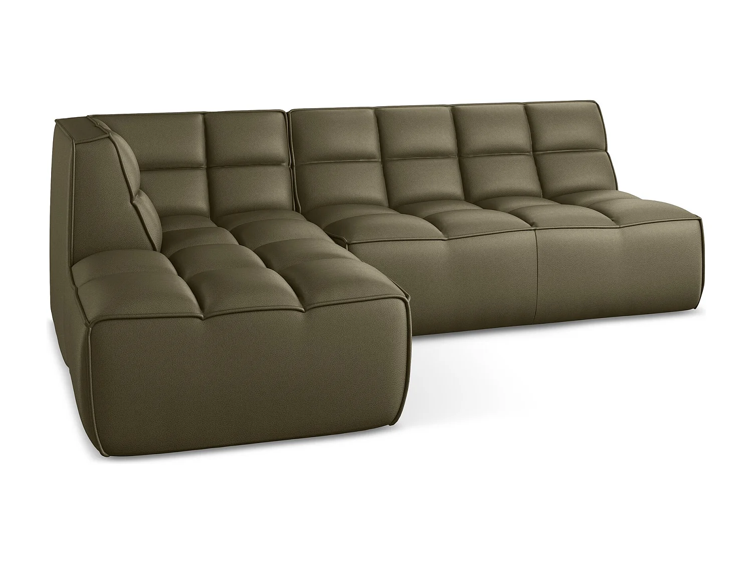 Canapé d'angle modulaire M reversible en Cuir artificiel - olive - KALAI