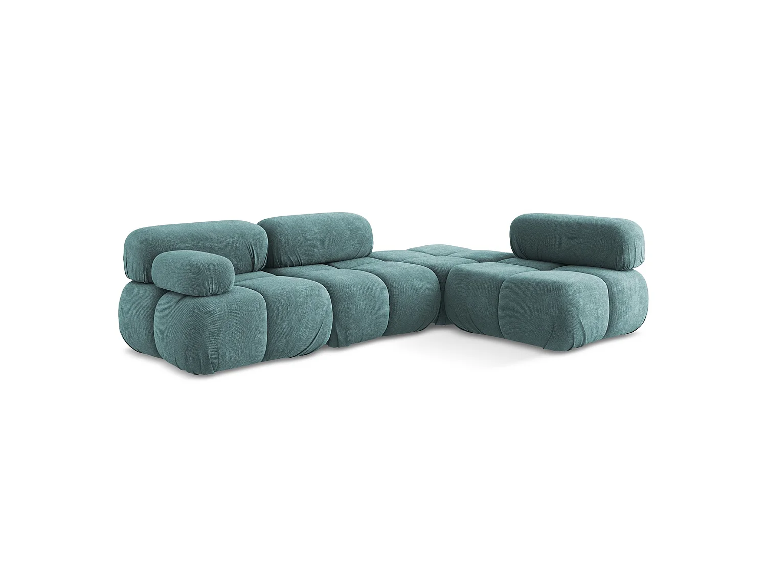 Canapé d'angle 3 places modulaire droit en tissu chenille - jeans - SANREMO